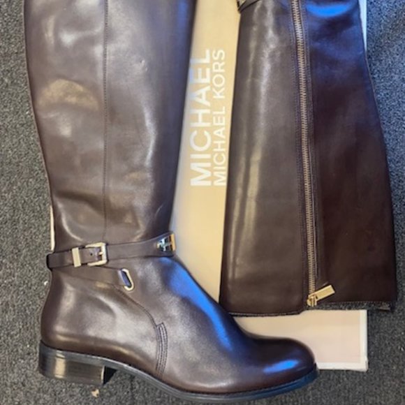 Michael Kors Arley Riding Dark Chocolate Wide Calf Boot US Size 11 - Picture 1 of 9
